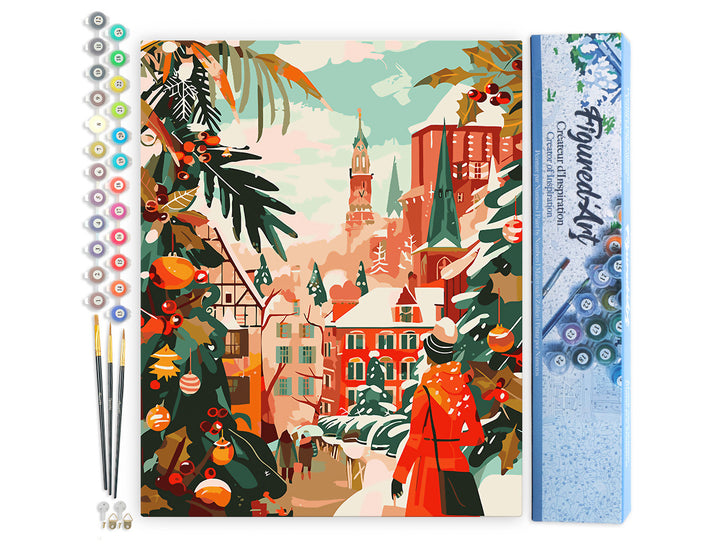 Malen nach Zahlen 40x50cm ohne Keilrahmen Figured’Art Weihnachtsmarktszene