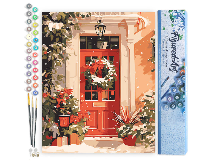 Malen nach Zahlen 40x50cm ohne Keilrahmen Figured’Art Weihnachtskranz