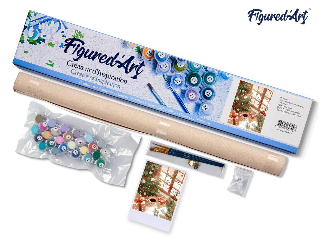 Malen nach Zahlen 40x50cm ohne Keilrahmen Figured’Art Gemütlicher Weihnachtsmorgen - Kidis Art