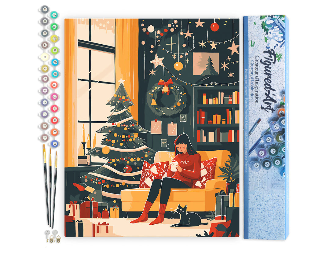 Malen nach Zahlen 40x50cm ohne Keilrahmen Figured’Art Gemütlicher Weihnachtsabend - Kidis Art