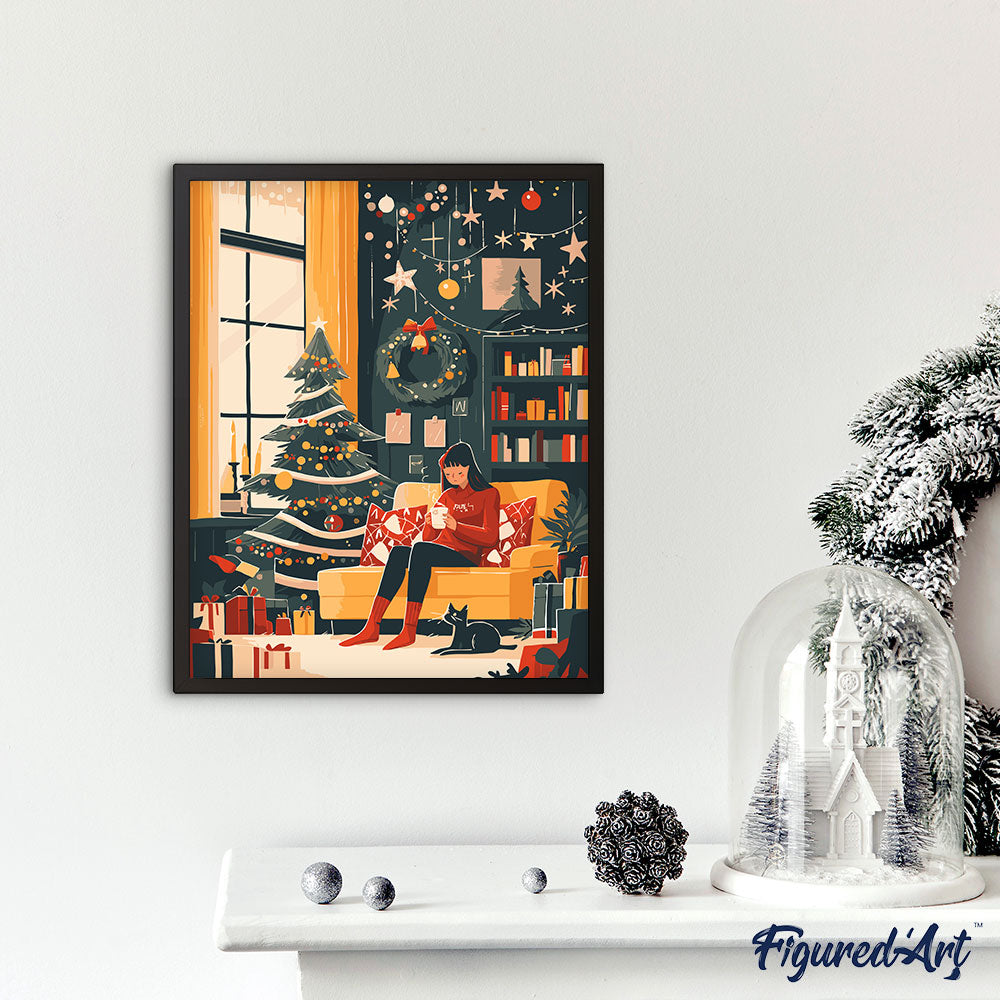 Malen nach Zahlen 40x50cm ohne Keilrahmen Figured’Art Gemütlicher Weihnachtsabend - Kidis Art