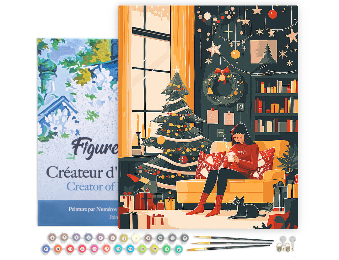 Malen nach Zahlen 40x50cm auf Keilrahmen gespannt Figured’Art Geselliger Weihnachtsabend