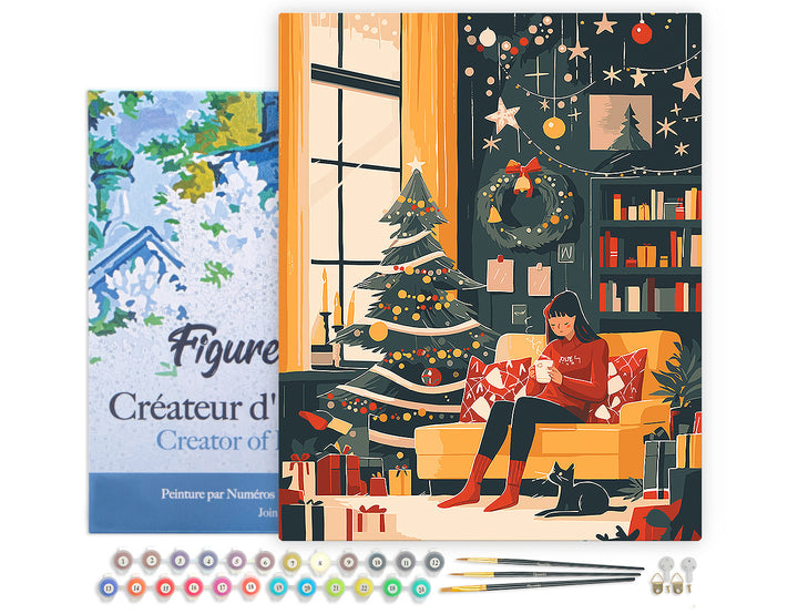 Malen nach Zahlen 40x50cm auf Keilrahmen gespannt Figured’Art Geselliger Weihnachtsabend
