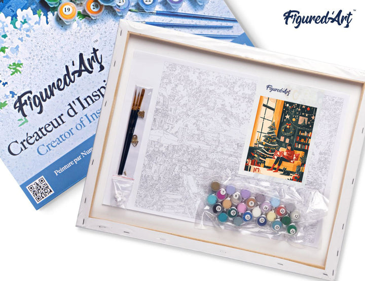 Malen nach Zahlen 40x50cm auf Keilrahmen gespannt Figured’Art Geselliger Weihnachtsabend