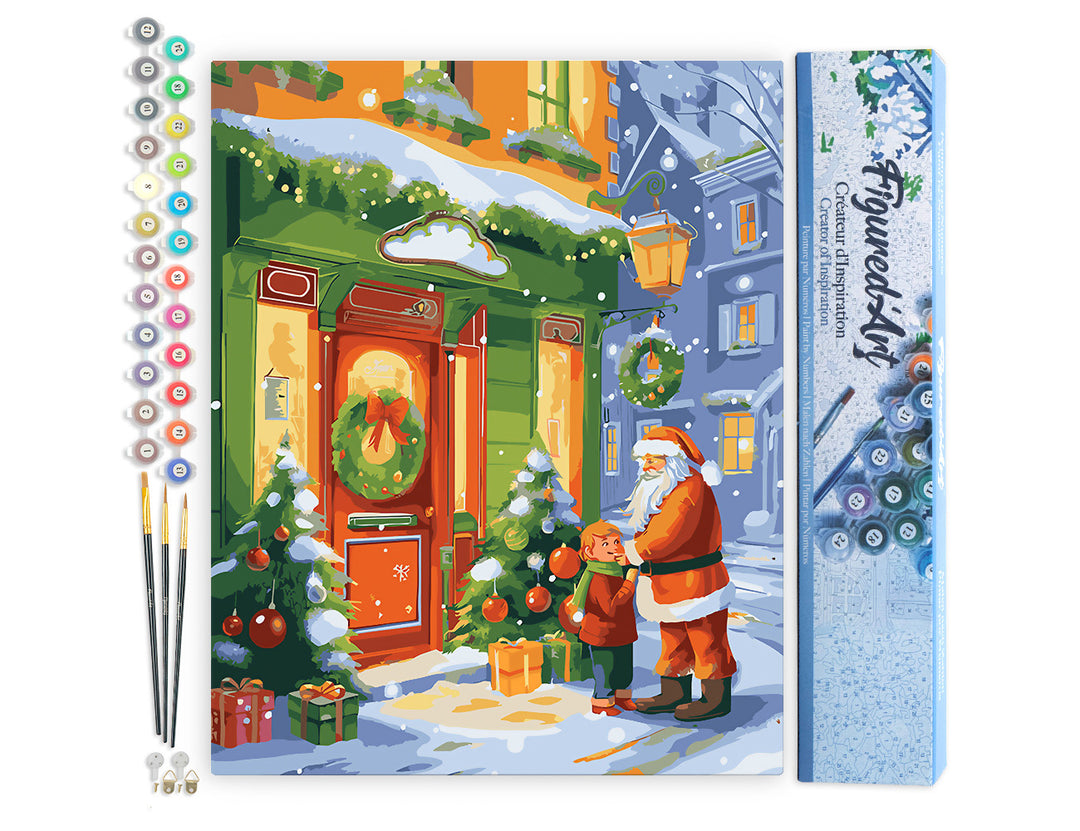 Malen nach Zahlen 40x50cm ohne Keilrahmen Figured’Art Begegnung mit dem Weihnachtsmann 2 - Kidis Art