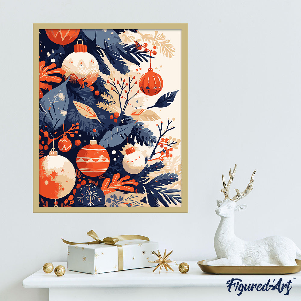 Malen nach Zahlen 40x50cm ohne Keilrahmen Figured’Art Weihnachtskugeln - Kidis Art