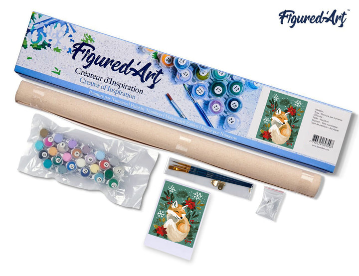 Malen nach Zahlen 40x50cm ohne Keilrahmen Figured’Art Kleiner Weihnachts-Fuchs