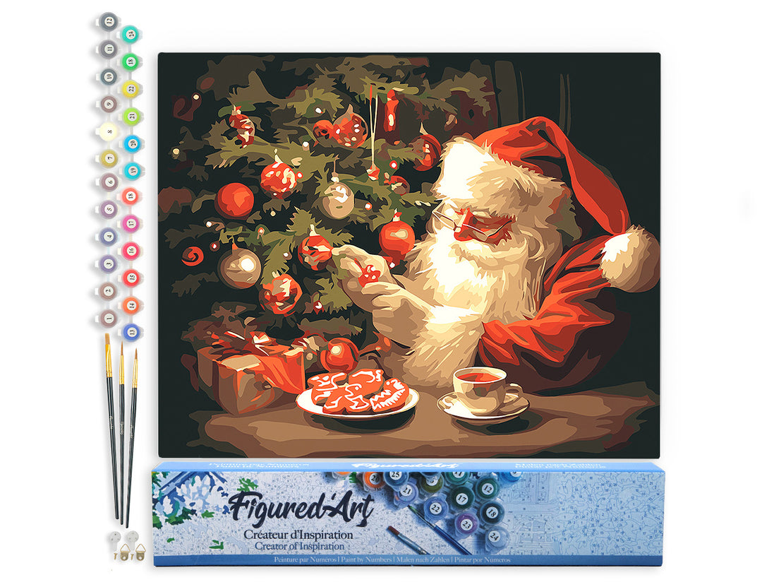 Malen nach Zahlen 40x50cm ohne Keilrahmen Figured’Art Fröhlicher Weihnachtsmannabend - Kidis Art