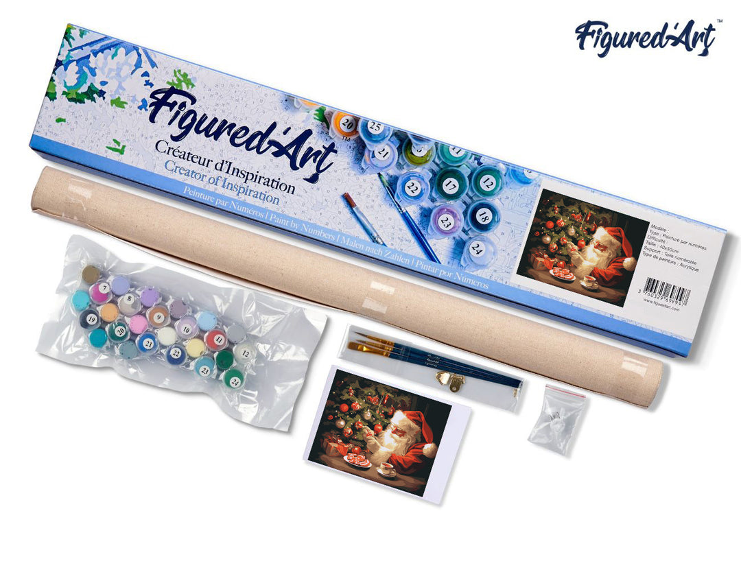 Malen nach Zahlen 40x50cm ohne Keilrahmen Figured’Art Fröhlicher Weihnachtsmannabend - Kidis Art