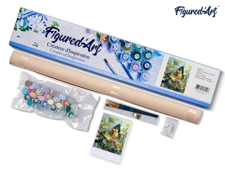 Malen nach Zahlen 40x50cm ohne Keilrahmen Figured’Art Janetta Forester Schmetterling