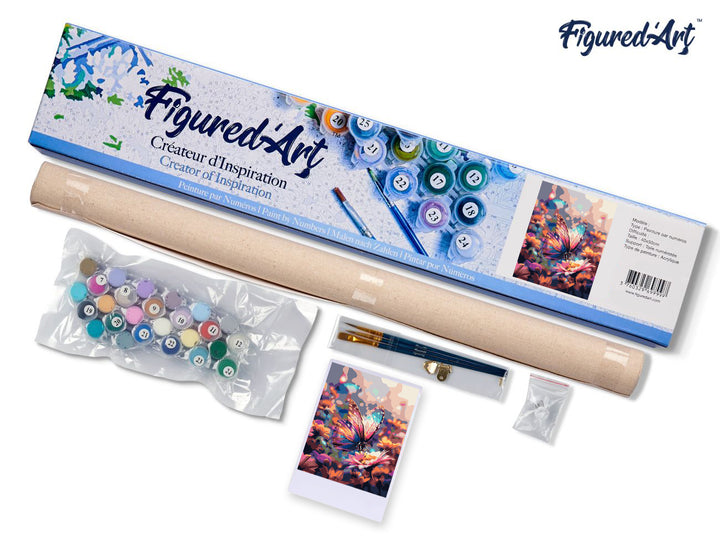 Malen nach Zahlen 40x50cm ohne Keilrahmen Figured’Art Nektar sammelnder Schmetterling