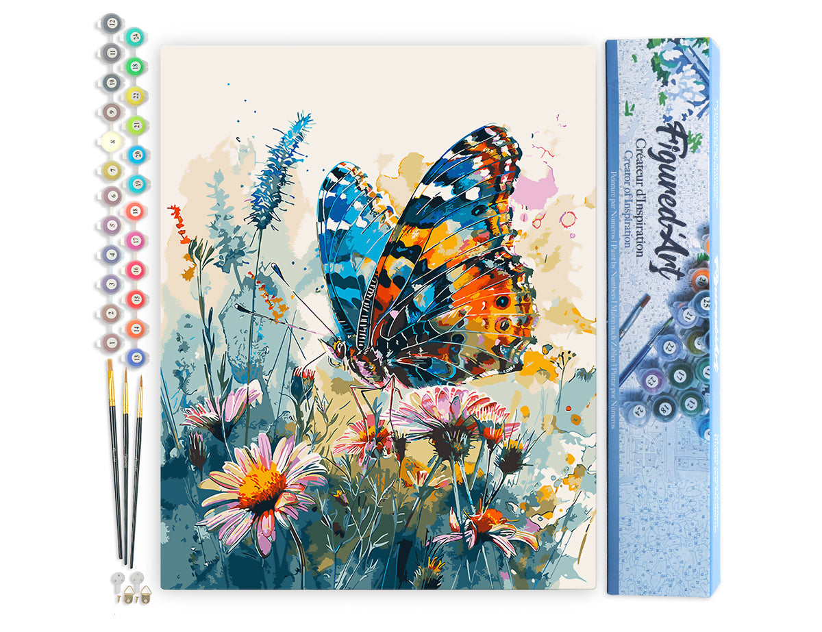 Malen nach Zahlen 40x50cm ohne Keilrahmen Figured’Art Schmetterling und Blumen - Kidis Art