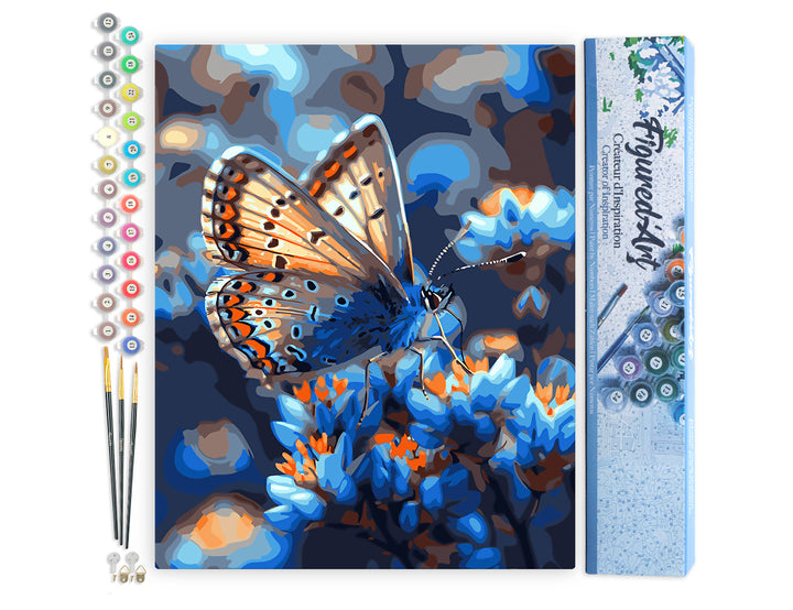 Malen nach Zahlen 40x50cm ohne Keilrahmen Figured’Art Schmetterlinge und blaue Blumen