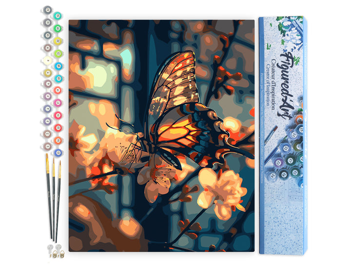 Malen nach Zahlen 40x50cm ohne Keilrahmen Figured’Art Schmetterling und Kirschblüten
