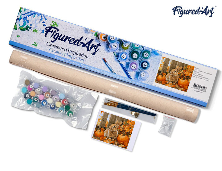 Malen nach Zahlen 40x50cm ohne Keilrahmen Figured’Art Kaninchen und Kürbisse