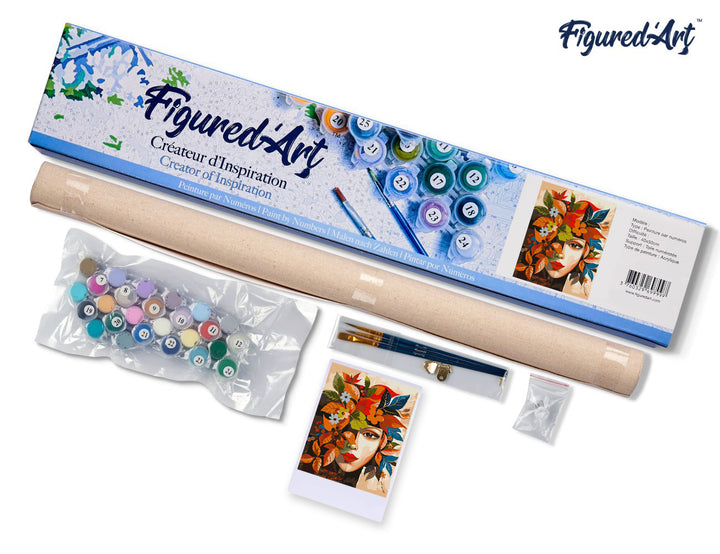 Malen nach Zahlen 40x50cm ohne Keilrahmen Figured’Art Von Picasso inspiriertes Herbstblumengesicht