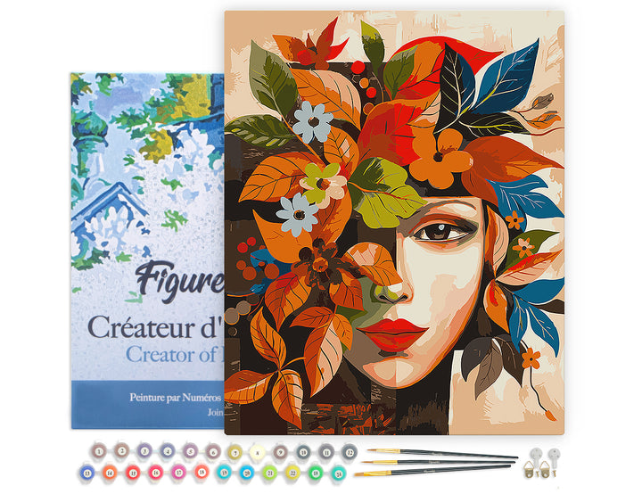 Malen nach Zahlen 40x50cm auf Keilrahmen gespannt Figured’Art Von Picasso inspiriertes Herbstblumengesicht