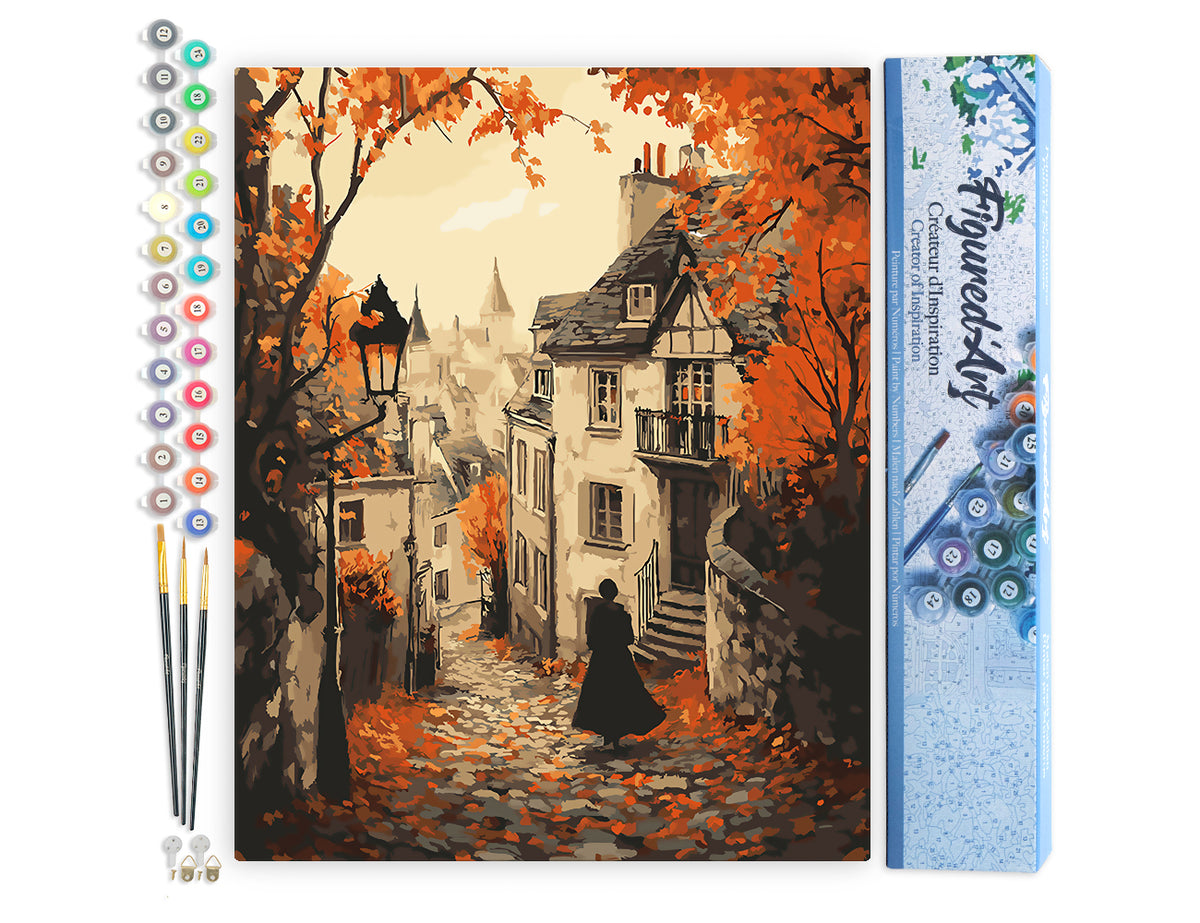 Malen nach Zahlen 40x50cm ohne Keilrahmen Figured’Art Herbstspaziergang und Altstadt - Kidis Art