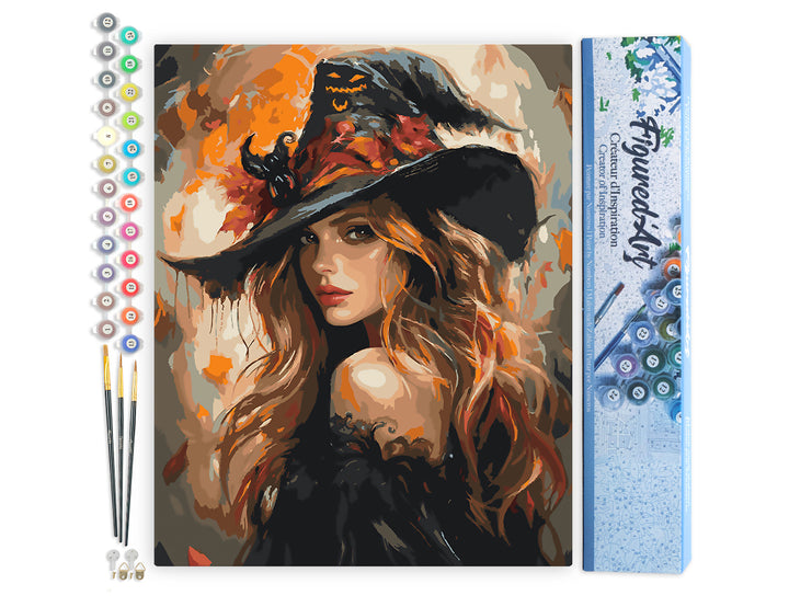 Malen nach Zahlen 40x50cm ohne Keilrahmen Figured’Art Die hübsche Hexe