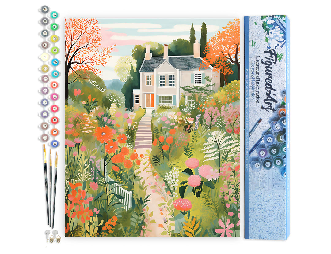 Malen nach Zahlen 40x50cm ohne Keilrahmen Figured’Art Garten der Villa - Kidis Art