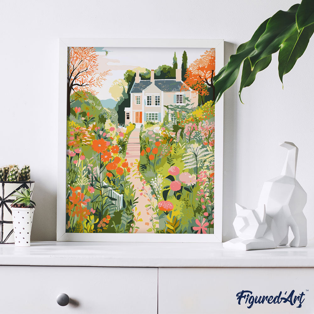 Malen nach Zahlen 40x50cm ohne Keilrahmen Figured’Art Garten der Villa - Kidis Art