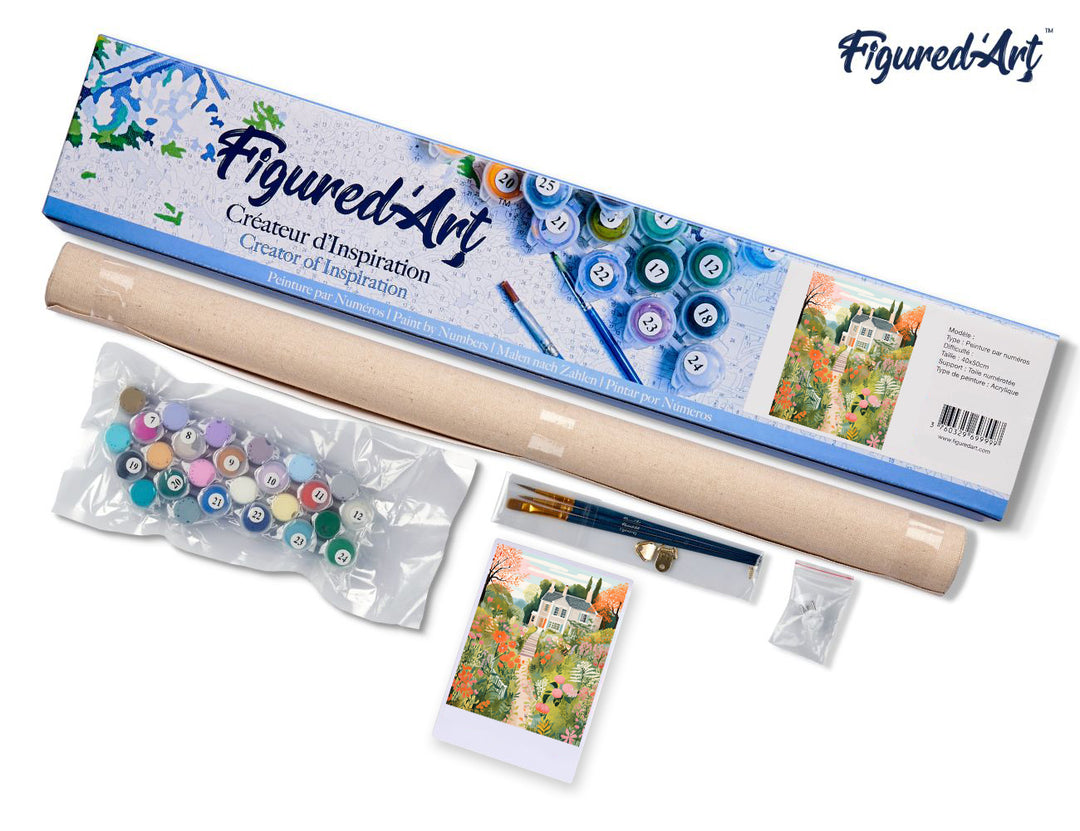 Malen nach Zahlen 40x50cm ohne Keilrahmen Figured’Art Garten der Villa - Kidis Art