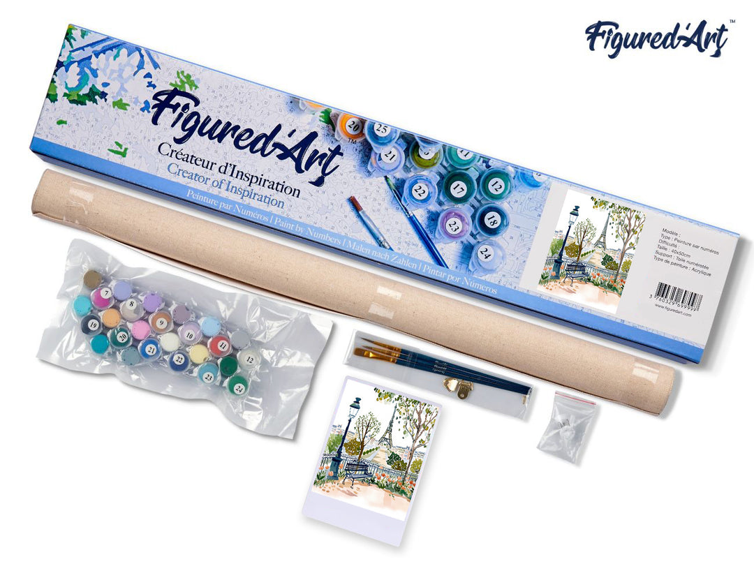 Malen nach Zahlen 40x50cm ohne Keilrahmen Figured’Art Aquarell Jardin de Paris - Kidis Art