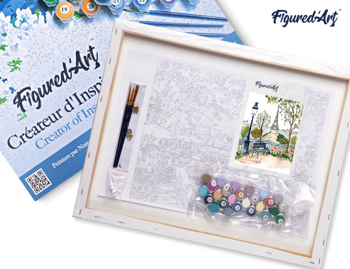 Malen nach Zahlen 40x50cm auf Keilrahmen gespannt Figured’Art Aquarell Jardin de Paris