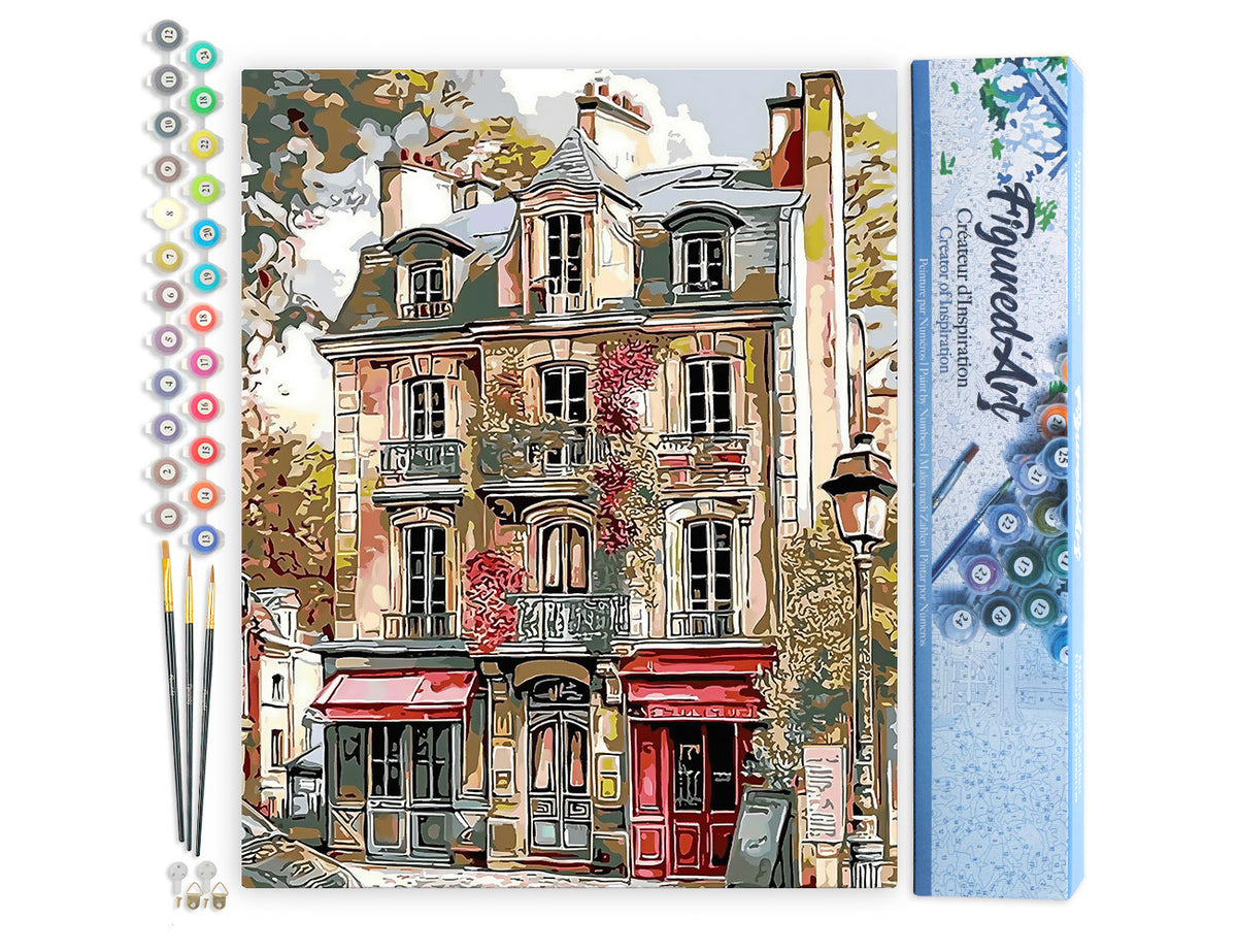 Malen nach Zahlen 40x50cm ohne Keilrahmen Figured’Art Vintage-Fassaden von Paris - Kidis Art