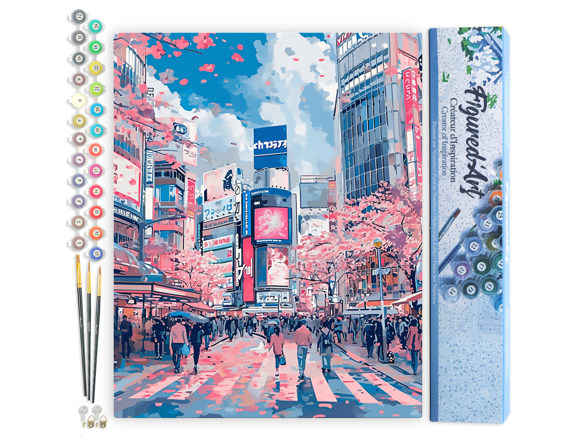 Malen nach Zahlen 40x50cm ohne Keilrahmen Figured’Art Kirschblüten von Shibuya - Kidis Art