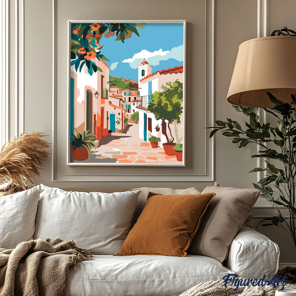 Malen nach Zahlen 40x50cm ohne Keilrahmen Figured’Art Mediterrane Gasse - Kidis Art