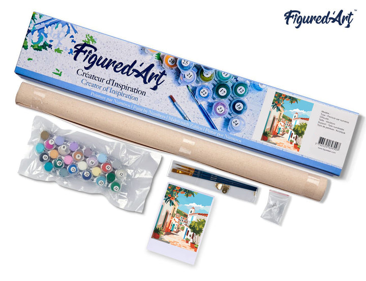 Malen nach Zahlen 40x50cm ohne Keilrahmen Figured’Art Mediterrane Gasse