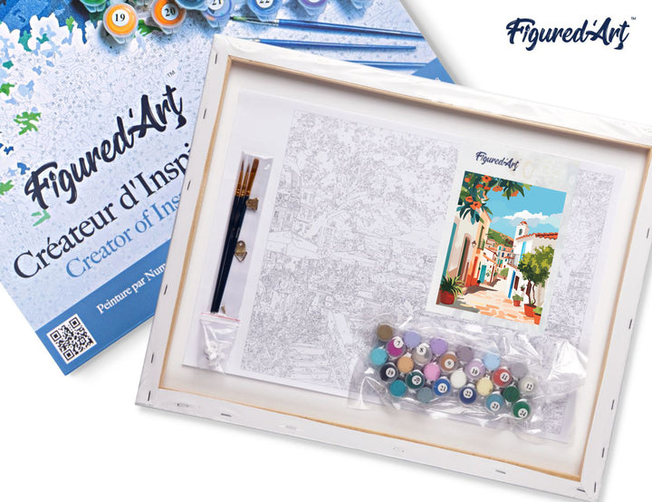 Malen nach Zahlen 40x50cm auf Keilrahmen gespannt Figured’Art Mediterrane Gasse