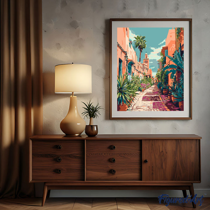Malen nach Zahlen 40x50cm auf Keilrahmen gespannt Figured’Art Marokkanische Gasse