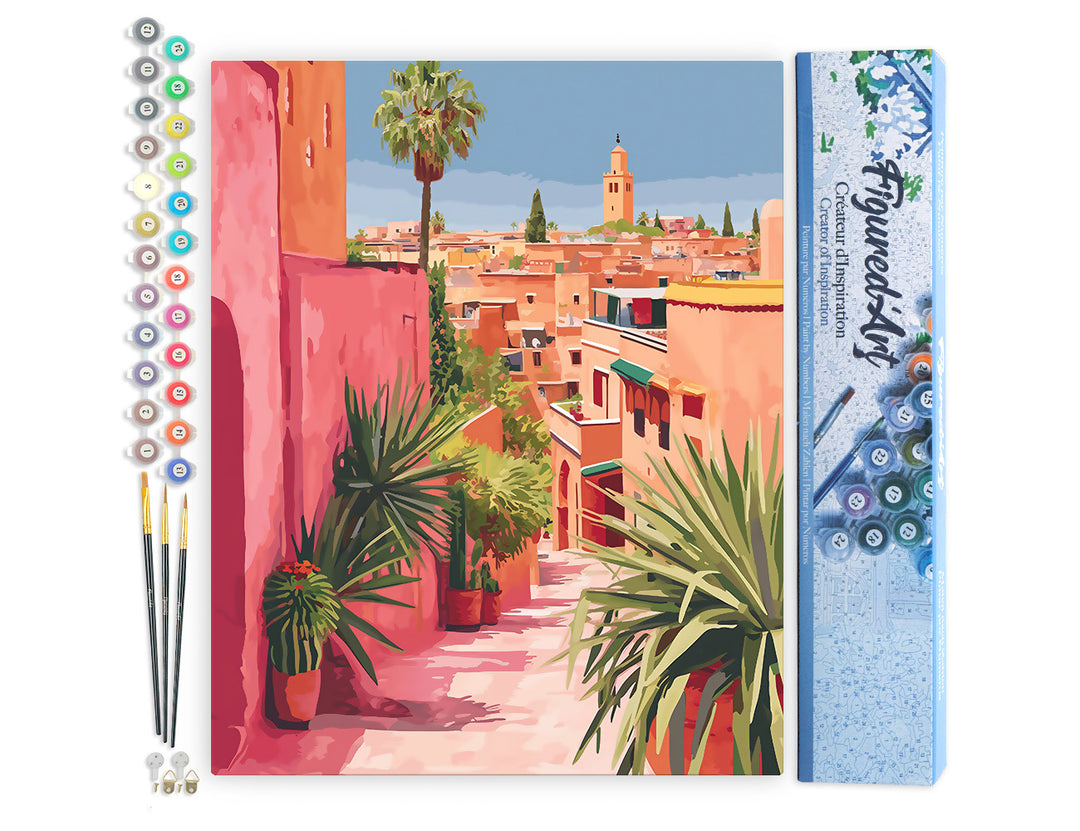 Malen nach Zahlen 40x50cm ohne Keilrahmen Figured’Art Blick auf eine marokkanische Stadt - Kidis Art