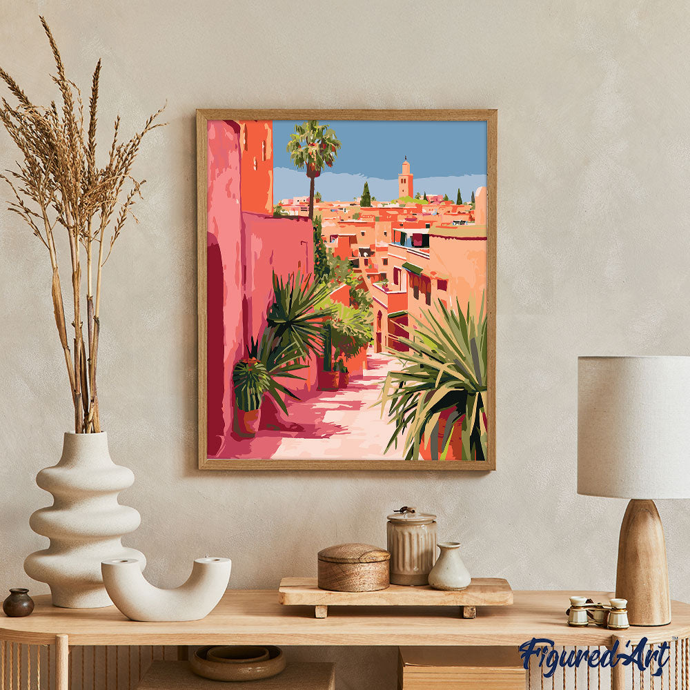 Malen nach Zahlen 40x50cm ohne Keilrahmen Figured’Art Blick auf eine marokkanische Stadt - Kidis Art