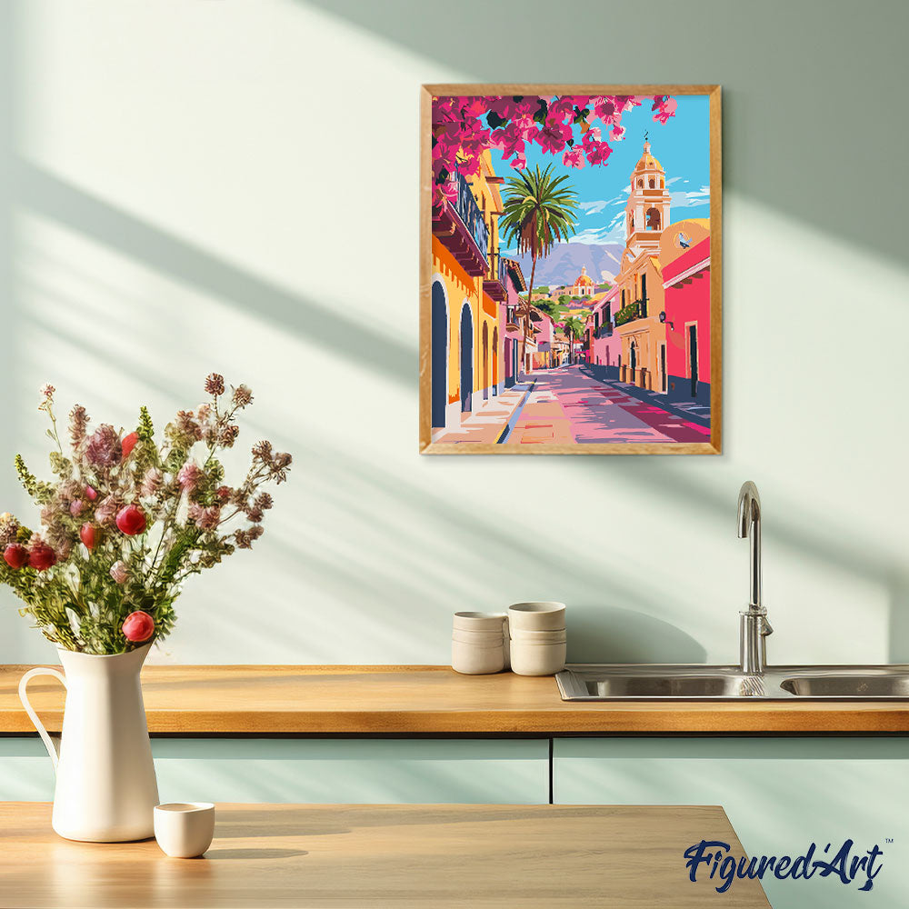 Malen nach Zahlen 40x50cm ohne Keilrahmen Figured’Art Belebte Straße in der Altstadt - Kidis Art
