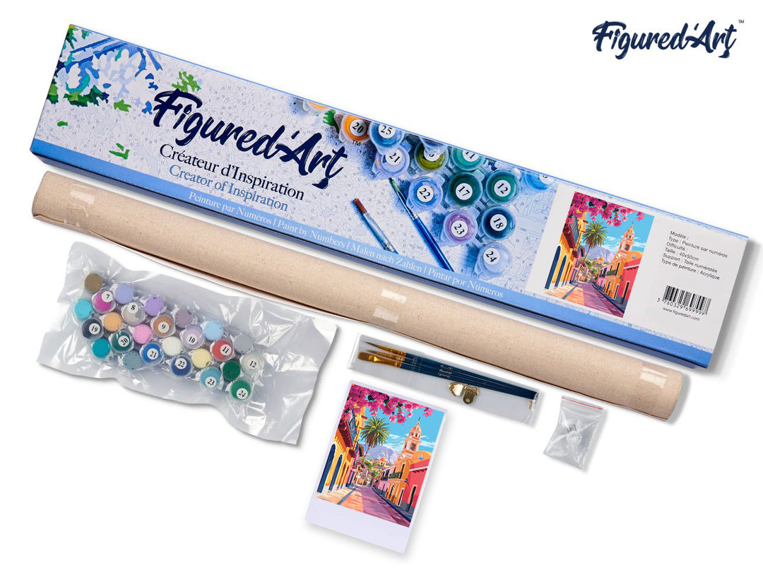 Malen nach Zahlen 40x50cm ohne Keilrahmen Figured’Art Belebte Straße in der Altstadt - Kidis Art