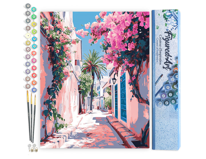 Malen nach Zahlen 40x50cm ohne Keilrahmen Figured’Art Blumengeschmückte Gasse - Kidis Art