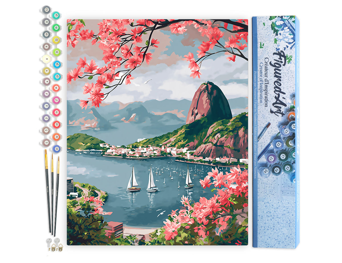 Malen nach Zahlen 40x50cm ohne Keilrahmen Figured’Art Hafen von Rio de Janeiro - Kidis Art