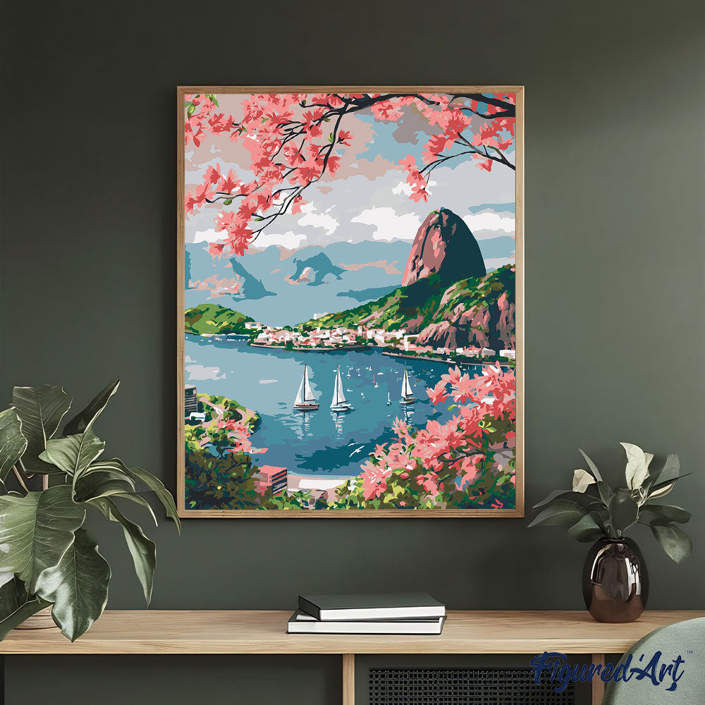 Malen nach Zahlen 40x50cm ohne Keilrahmen Figured’Art Hafen von Rio de Janeiro - Kidis Art