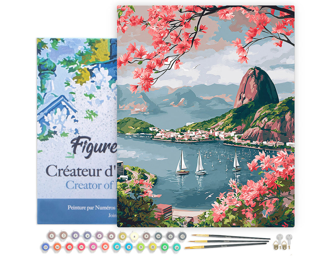 Malen nach Zahlen 40x50cm auf Keilrahmen gespannt Figured’Art Hafen von Rio de Janeiro