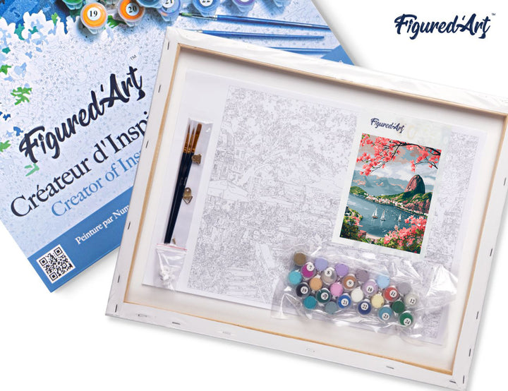 Malen nach Zahlen 40x50cm auf Keilrahmen gespannt Figured’Art Hafen von Rio de Janeiro