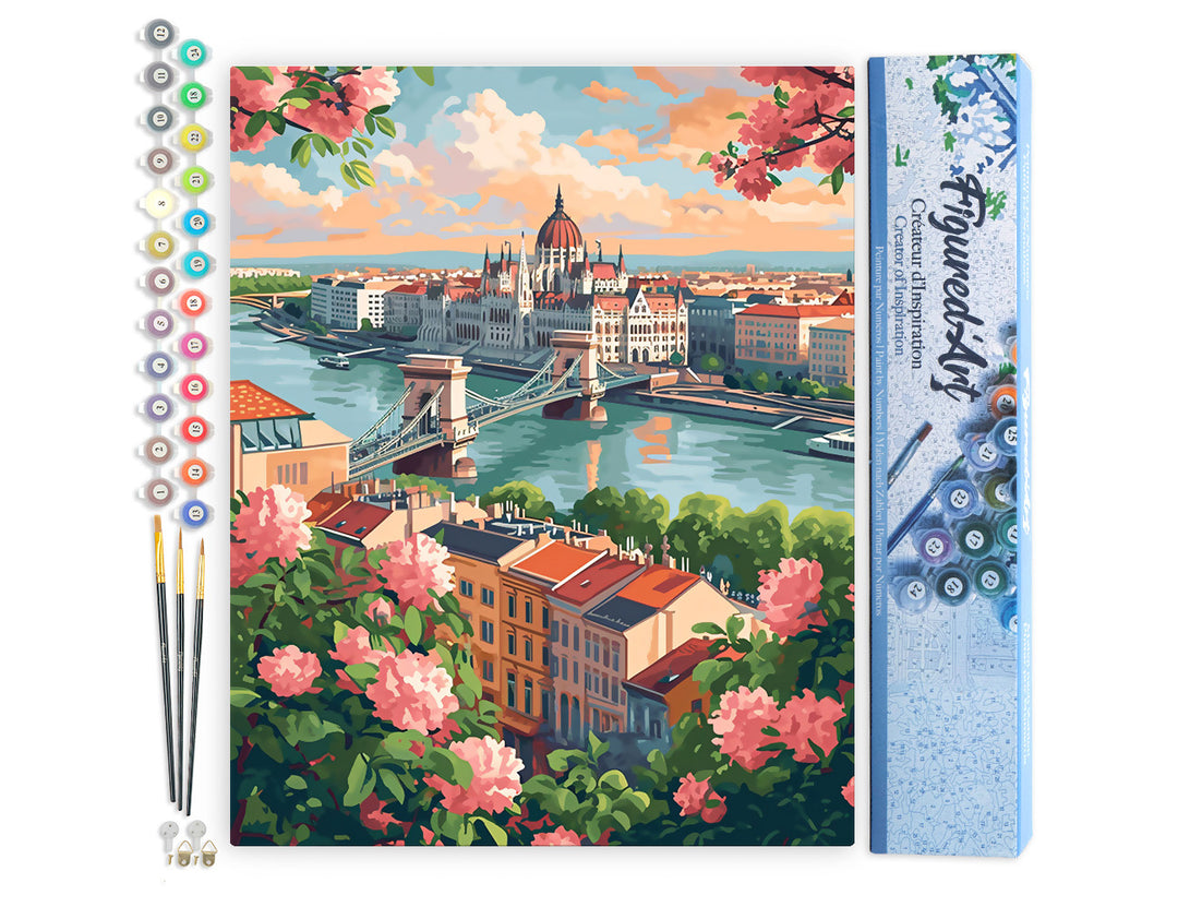 Malen nach Zahlen 40x50cm ohne Keilrahmen Figured’Art Budapest in voller Blüte - Kidis Art