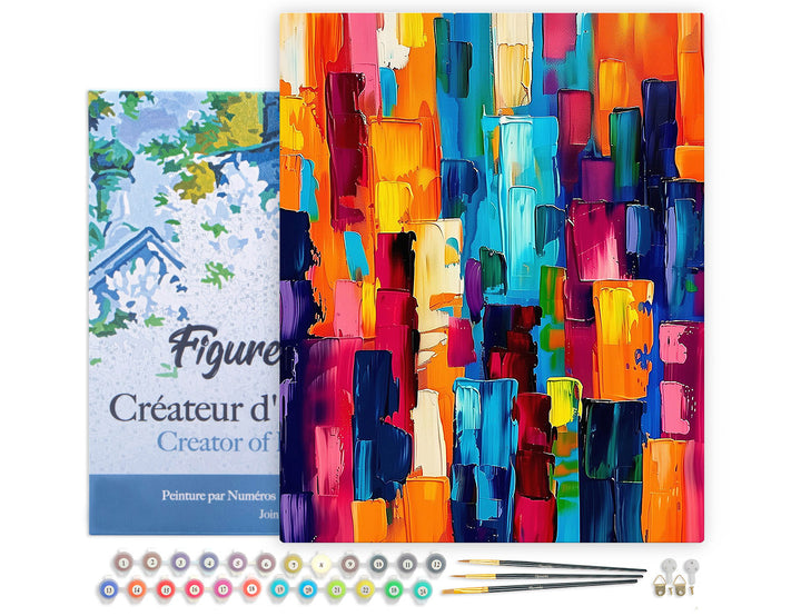 Malen nach Zahlen 40x50cm auf Keilrahmen gespannt Figured’Art Abstrakte Energie