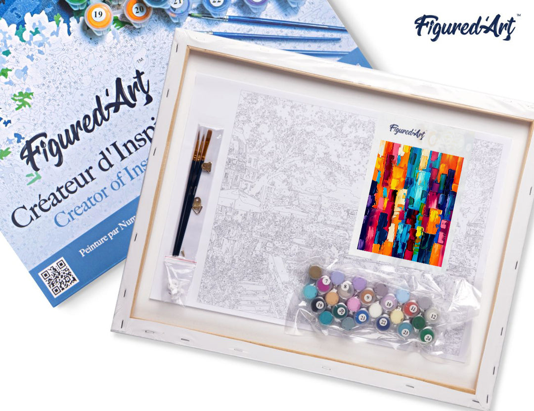 Malen nach Zahlen 40x50cm auf Keilrahmen gespannt Figured’Art Abstrakte Energie