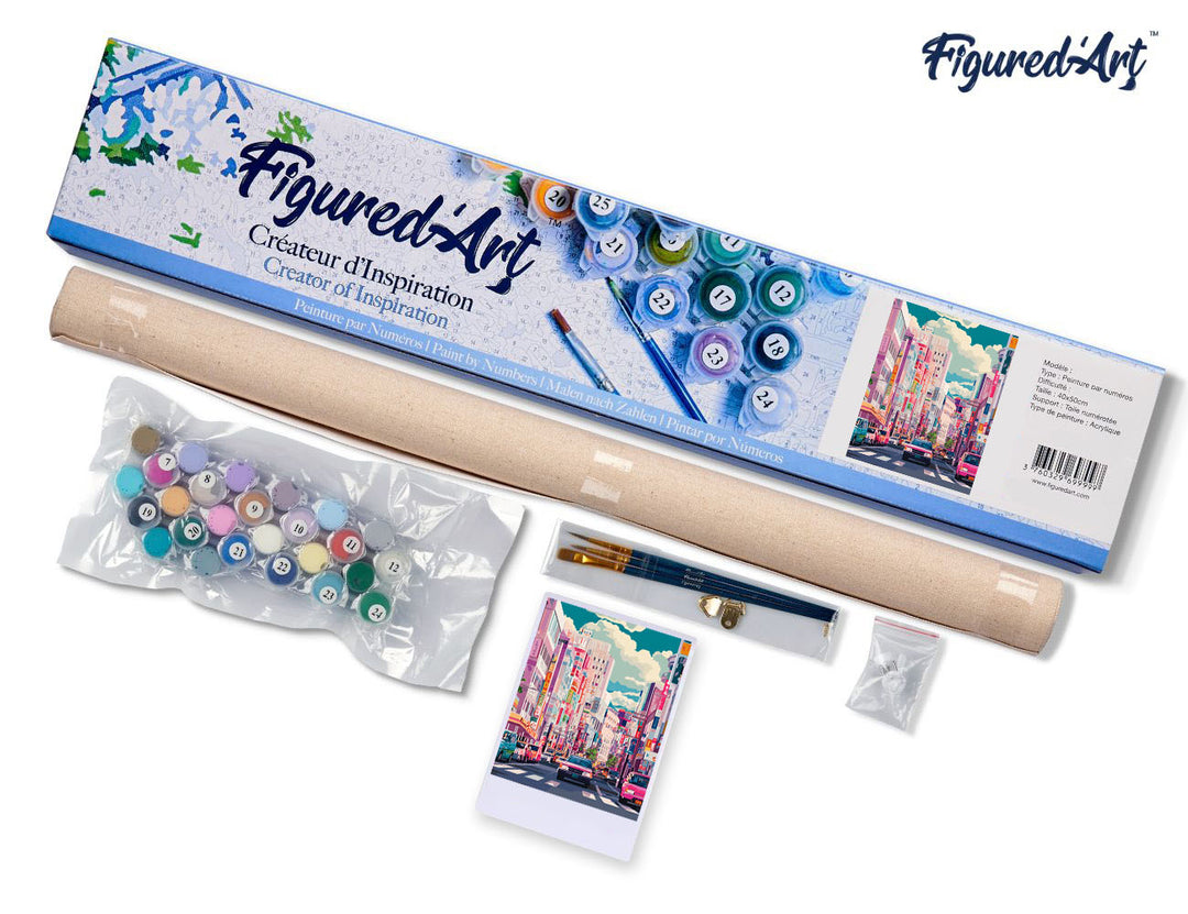 Malen nach Zahlen 40x50cm ohne Keilrahmen Figured’Art Belebte Straße in Japan - Kidis Art