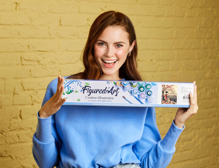 Malen nach Zahlen 40x50cm ohne Keilrahmen Figured’Art Vintage-Geisha unter Kirschblüten