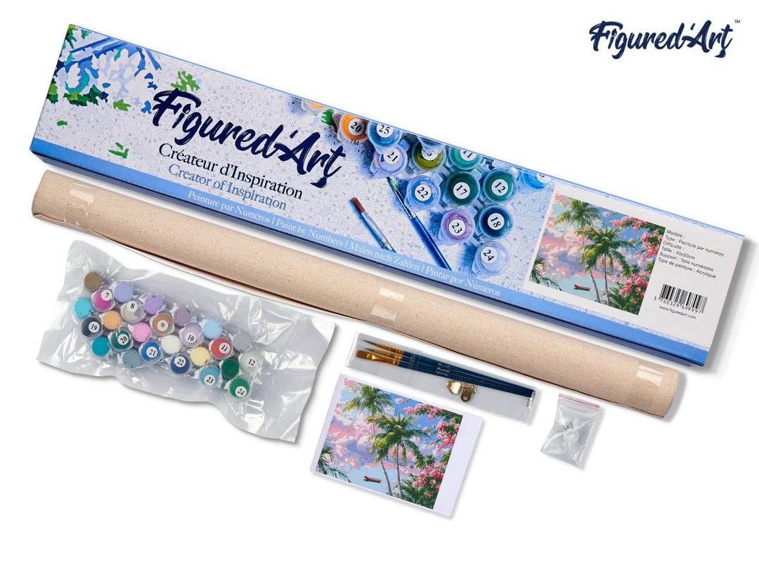 Malen nach Zahlen 40x50cm ohne Keilrahmen Figured’Art Tropische Traumlagune