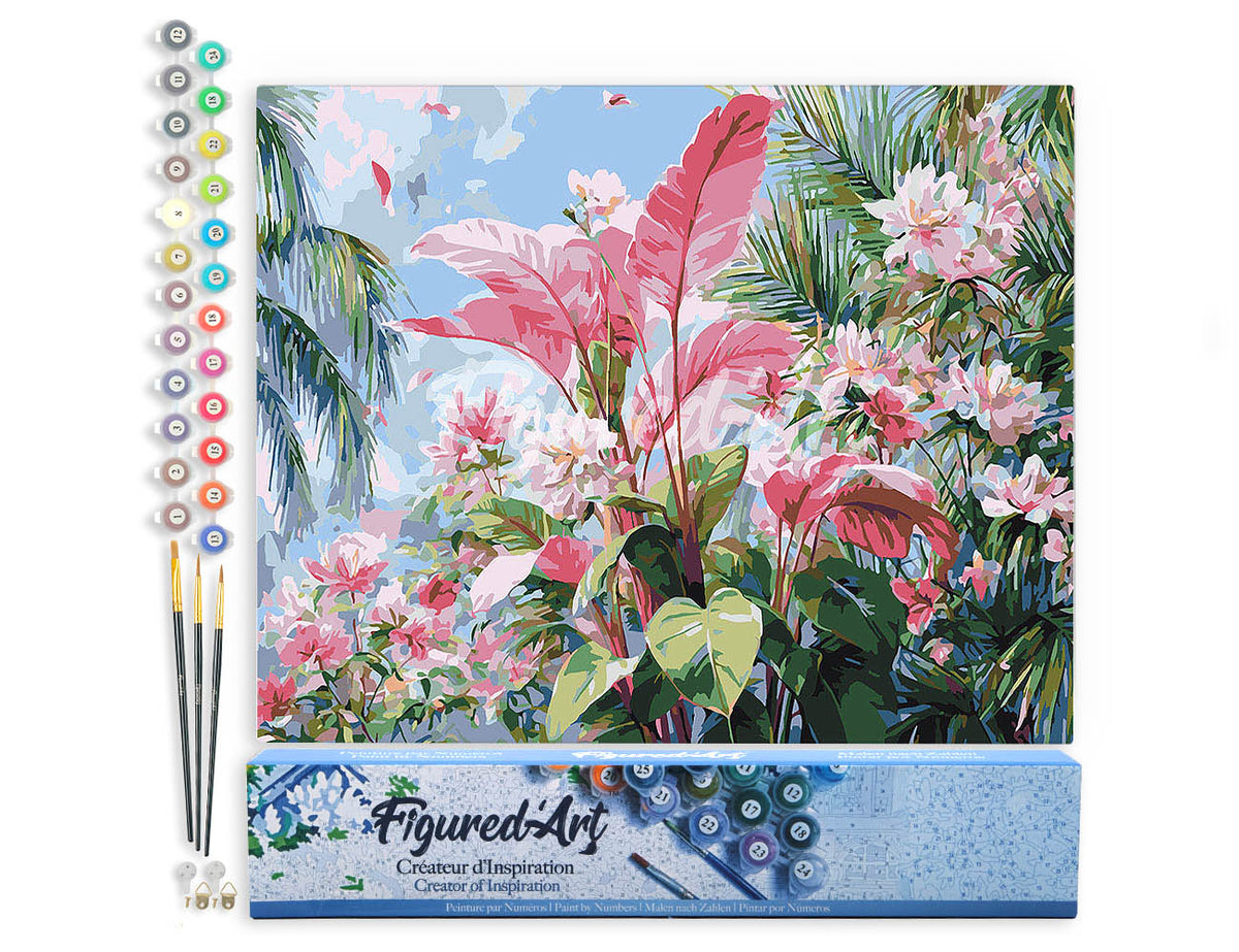 Malen nach Zahlen 40x50cm ohne Keilrahmen Figured’Art Tropische Rosenblüte - Kidis Art